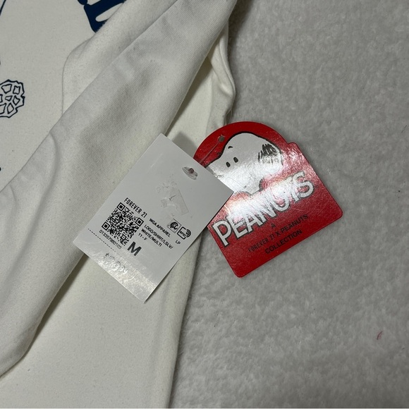 FOREVER 21 PEANUTS Long Sleeve Tshirt Woodstock "Snowbird Utah" White Blue Med. - Picture 7 of 12